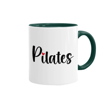 Pilates love, Κούπα χρωματιστή πράσινη, κεραμική, 330ml