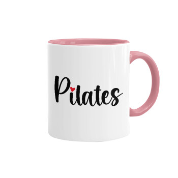 Pilates love, Κούπα χρωματιστή ροζ, κεραμική, 330ml