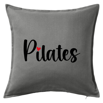 Pilates love, Μαξιλάρι καναπέ Γκρι 100% βαμβάκι, περιέχεται το γέμισμα (50x50cm)