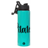 Metallic water bottle with safety lid, 850ml aluminum