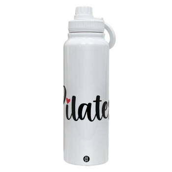 Pilates love, 1L Stainless Steel Thermal Bottle with Phone Holder & Double Wall Insulation