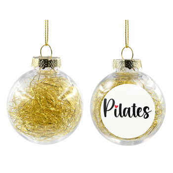 Pilates love, Χριστουγεννιάτικη μπάλα δένδρου διάφανη με χρυσό γέμισμα 8cm