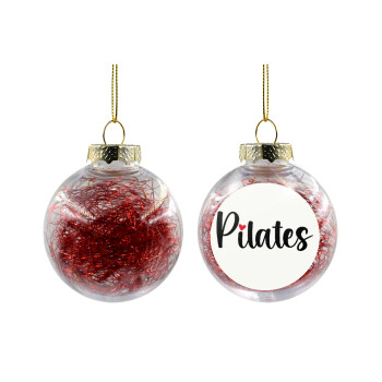 Pilates love, Χριστουγεννιάτικη μπάλα δένδρου διάφανη με κόκκινο γέμισμα 8cm