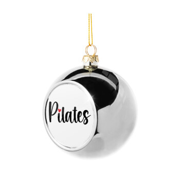 Pilates love, Χριστουγεννιάτικη μπάλα δένδρου Ασημένια 8cm