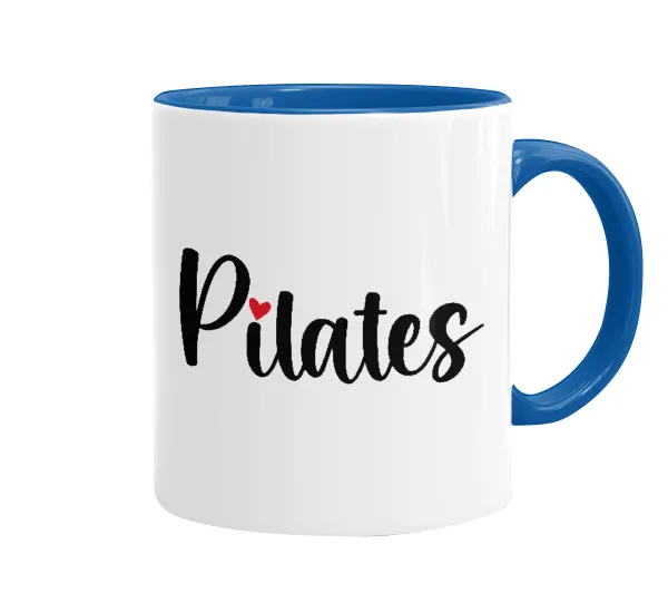 Pilates love — Κούπα χρωματιστή μπλε, κεραμική, 330ml