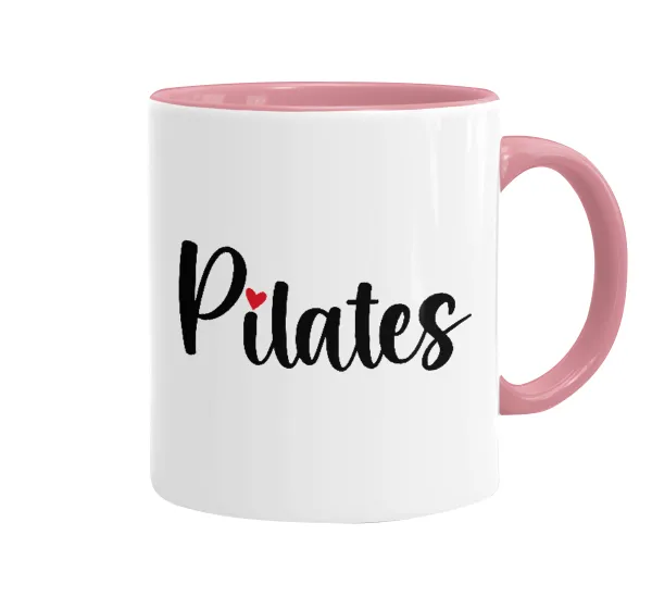 Pilates love — Κούπα χρωματιστή ροζ, κεραμική, 330ml