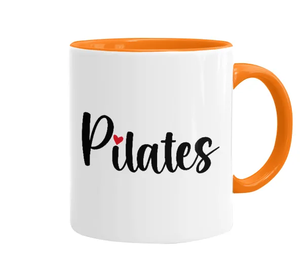 Pilates love — Κούπα χρωματιστή πορτοκαλί, κεραμική, 330ml