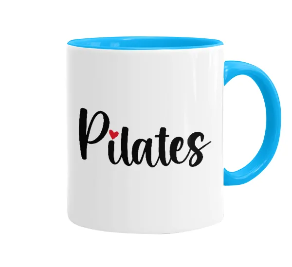 Pilates love — Κούπα χρωματιστή γαλάζια, κεραμική, 330ml