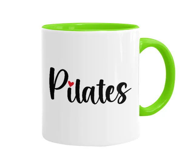 Pilates love — Κούπα χρωματιστή βεραμάν, κεραμική, 330ml