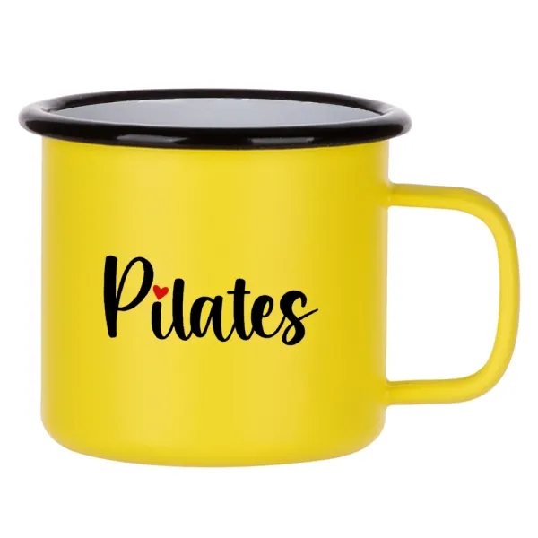 Pilates love — Κούπα Μεταλλική εμαγιέ ΜΑΤ Κίτρινη 360ml
