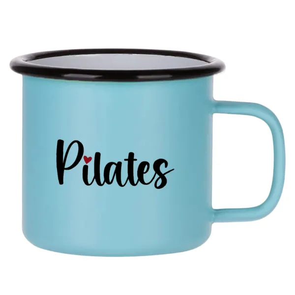 Pilates love — Κούπα Μεταλλική εμαγιέ ΜΑΤ σιέλ 360ml