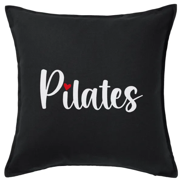 Pilates love — Μαξιλάρι καναπέ Μαύρο 100% βαμβάκι, περιέχεται το γέμισμα (50x50cm)