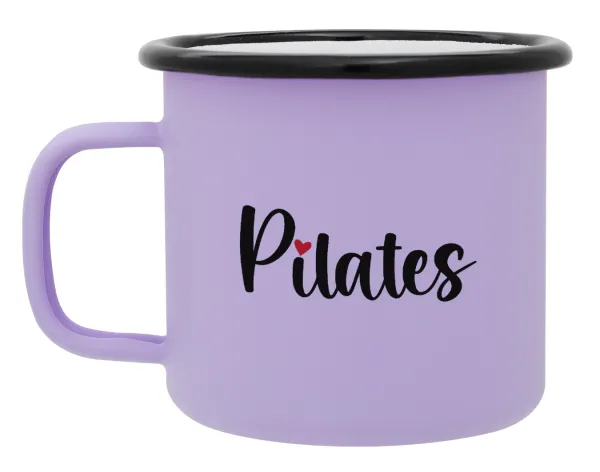 Pilates love — Κούπα Μεταλλική εμαγιέ ΜΑΤ Light Pastel Purple 360ml