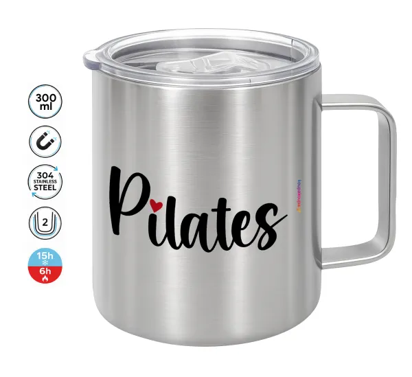 Pilates love — Double-walled stainless steel mug 300ml with temperature-retaining lid
