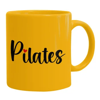 Pilates love, Κούπα, κεραμική κίτρινη, 330ml