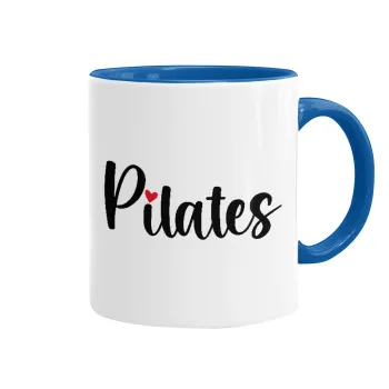 Pilates love, Κούπα χρωματιστή μπλε, κεραμική, 330ml