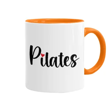 Pilates love, Κούπα χρωματιστή πορτοκαλί, κεραμική, 330ml