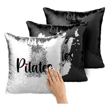 Pilates love, Μαξιλάρι καναπέ Μαγικό Μαύρο με πούλιες 40x40cm περιέχεται το γέμισμα