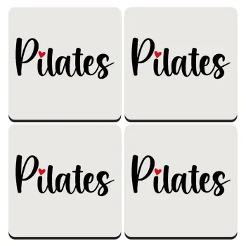 Pilates love, ΣΕΤ 4 Σουβέρ ξύλινα τετράγωνα (9cm)