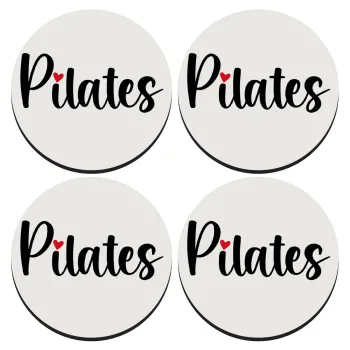 Pilates love, SET of 4 round wooden coasters (9cm)