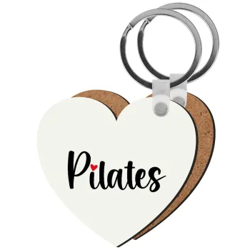 Pilates love, Μπρελόκ Ξύλινο καρδιά MDF