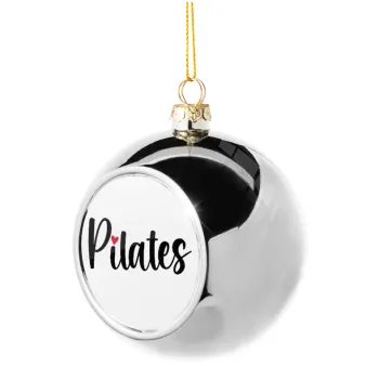 Pilates love, Silver 8cm Christmas tree ball ornament