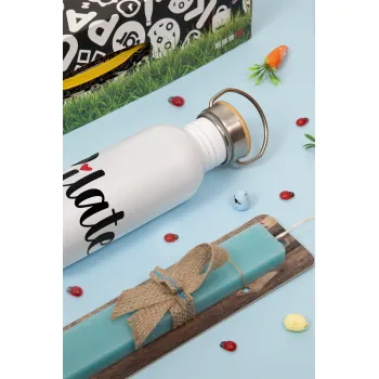 Pilates love, Πασχαλινή Λαμπάδα με παγούρι μεταλλικό (620ml, stainless steel) & κερί αρωματικό πλακέ (30cm) (ΤΙΡΚΟΥΑΖ)