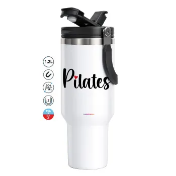 Pilates love, Mega Tumbler με καπάκι, διπλού τοιχώματος (θερμό) 1,2L