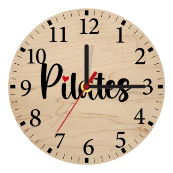 Pilates love, Ρολόι τοίχου ξύλινο plywood (20cm)