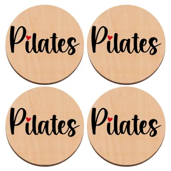 Pilates love, ΣΕΤ x4 Σουβέρ ξύλινα στρογγυλά plywood (9cm)