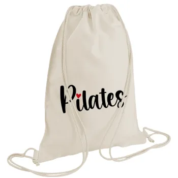 Pilates love, Backpack bag GYMBAG natural (28x40cm)