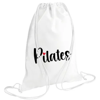 Pilates love, Backpack pouch GYMBAG white (28x40cm)