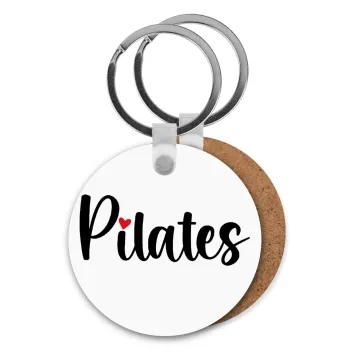 Pilates love, Μπρελόκ Ξύλινο στρογγυλό MDF Φ5cm