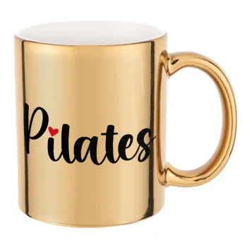 Pilates love, Κούπα κεραμική, χρυσή καθρέπτης, 330ml