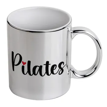 Pilates love, Κούπα κεραμική, ασημένια καθρέπτης, 330ml