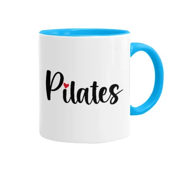 Pilates love, Mug colored light blue, ceramic, 330ml