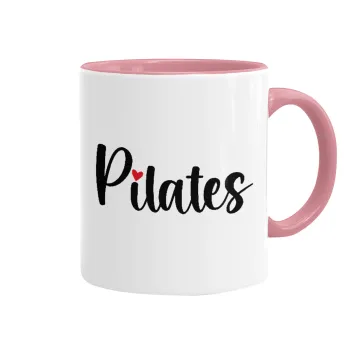 Pilates love, Κούπα χρωματιστή ροζ, κεραμική, 330ml