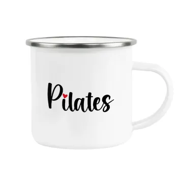Pilates love, Metallic enamel cup white 360ml