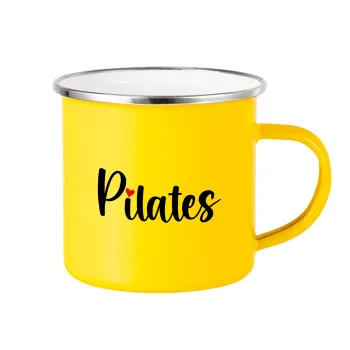Pilates love, Κούπα Μεταλλική εμαγιέ Κίτρινη 360ml