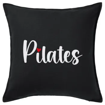 Pilates love, Sofa cushion black 50x50cm includes filling