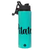 Metallic water bottle with safety lid, 850ml aluminum