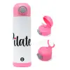 Children's hot water bottle, stainless steel, with safety straw, PINK (500ml)