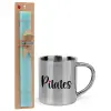 Easter Set, metallic thermal cup (300ml) & aromatic flat Easter candle (30cm) (TURQUOISE)