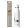 Easter Set, metallic stainless thermos bottle (500ml) & scented flat Easter candle (30cm) (GRAY)