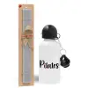 Easter Set, metallic aluminum water bottle (500ml) & aromatic flat Easter candle (30cm) (GRAY)