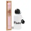 Easter Set, metallic aluminum bottle (500ml) & aromatic flat Easter candle (30cm) (PINK)
