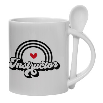 Instructor, Ceramic coffee mug with Spoon, 330ml (1pcs)
