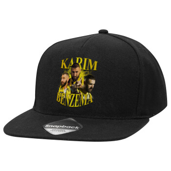 Karim Benzema, Καπέλο Ενηλίκων Flat Snapback Μαύρο, (POLYESTER, ΕΝΗΛΙΚΩΝ, UNISEX, ONE SIZE)