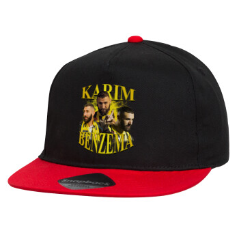 Karim Benzema, Καπέλο παιδικό snapback, 100% Βαμβακερό, Μαύρο/Κόκκινο
