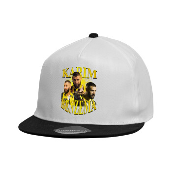 Karim Benzema, Καπέλο παιδικό Flat Snapback, Λευκό (100% ΒΑΜΒΑΚΕΡΟ, ΠΑΙΔΙΚΟ, UNISEX, ONE SIZE)